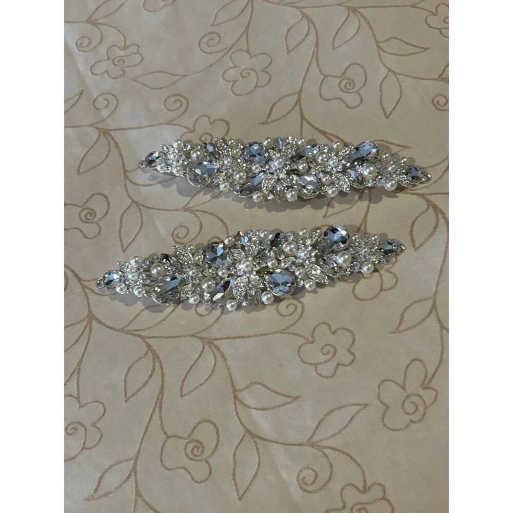 bridal hair piece decorated with brilliant marquis crystals 2 pieces